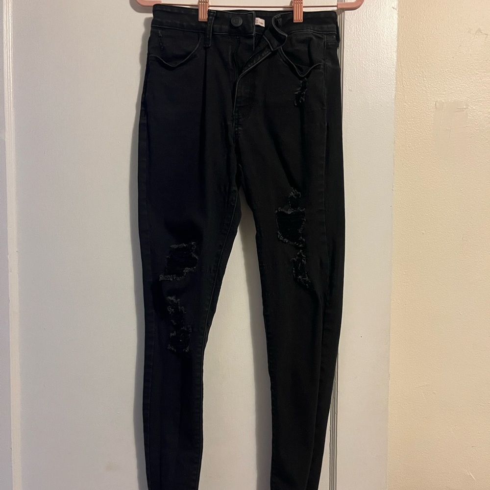 SO Black Distressed Skinny Jeans